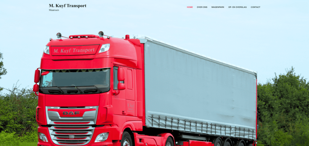 Website van M. Kuyf Transport, ontworpen en gefotografeerd door WIJZR